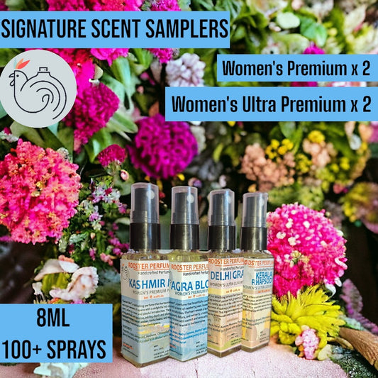 Womens Premium Perfumes Sampler Set, 4x8ml, (100 Sprays/Bottle)