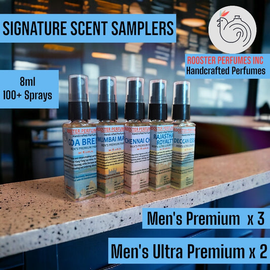 Men's Premium Perfumes Sampler Set, 5x8ml (100 Sprays/Bottle)